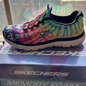Like new women’s Sketchers memory foam sneakers.  Vibrant, tie-dye